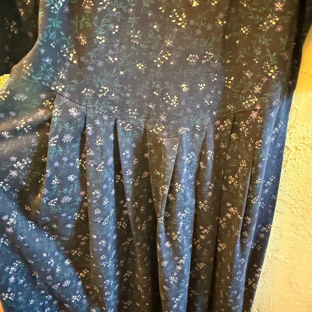 Vintage Paquette Too Chic Long Sleeve Floral Dress in Navy Women’s Sz 14 - Picture 4 of 14
